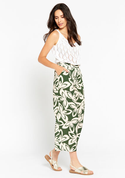Wide-leg trousers with print - KHAKI FADED - 06600777_4326