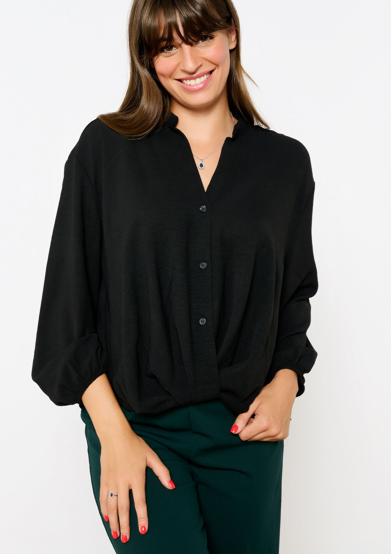 Hemd met tunesische kraag - BLACK - 05702643_1119