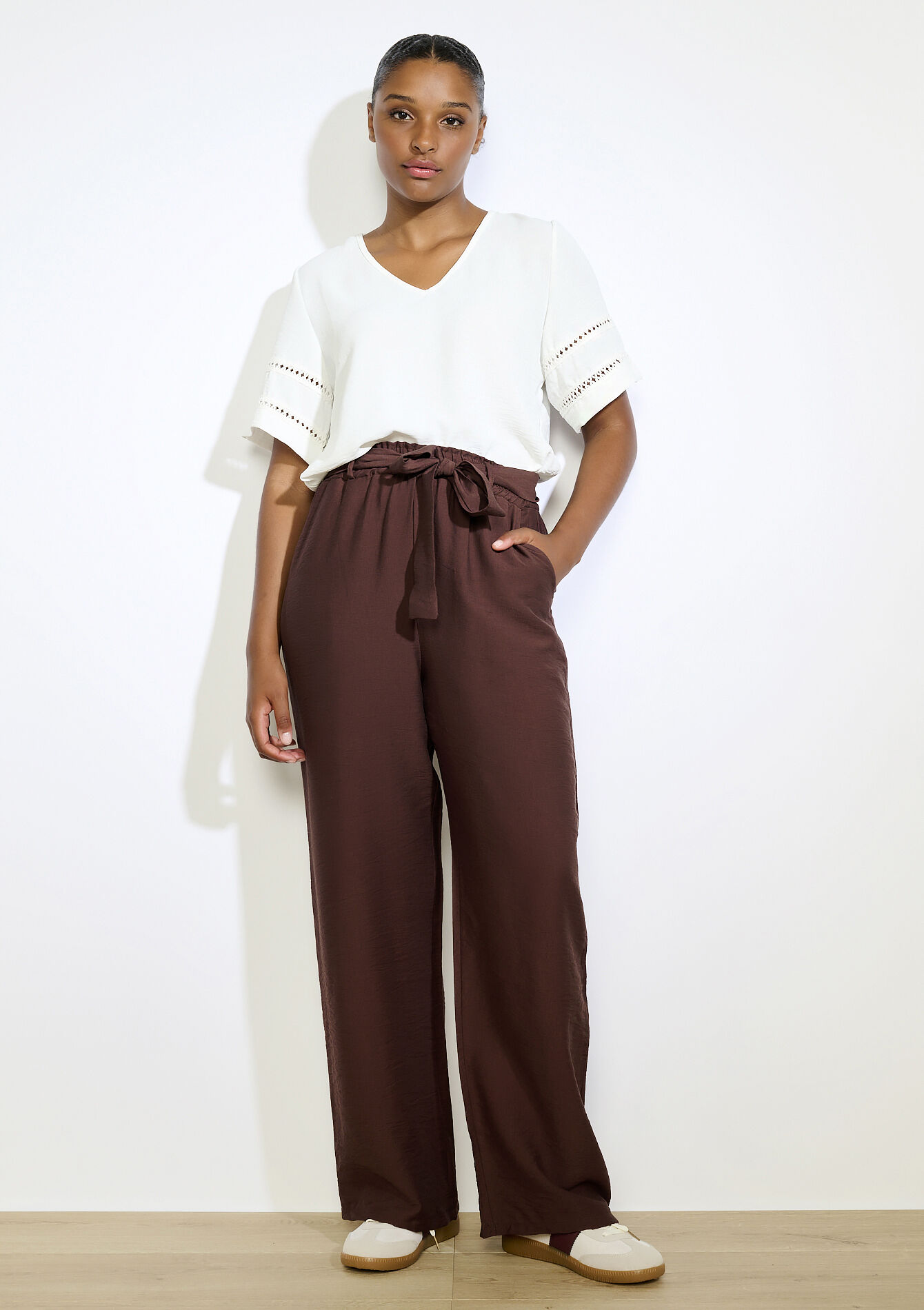 Blouse met opengewerkte mouwen, Blouse met opengewerkte mouwen - OPTICAL WHITE - 05702919_1019