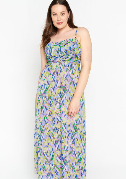 Maxi dress with ikat print - TURQUOISE - 08601939_1759
