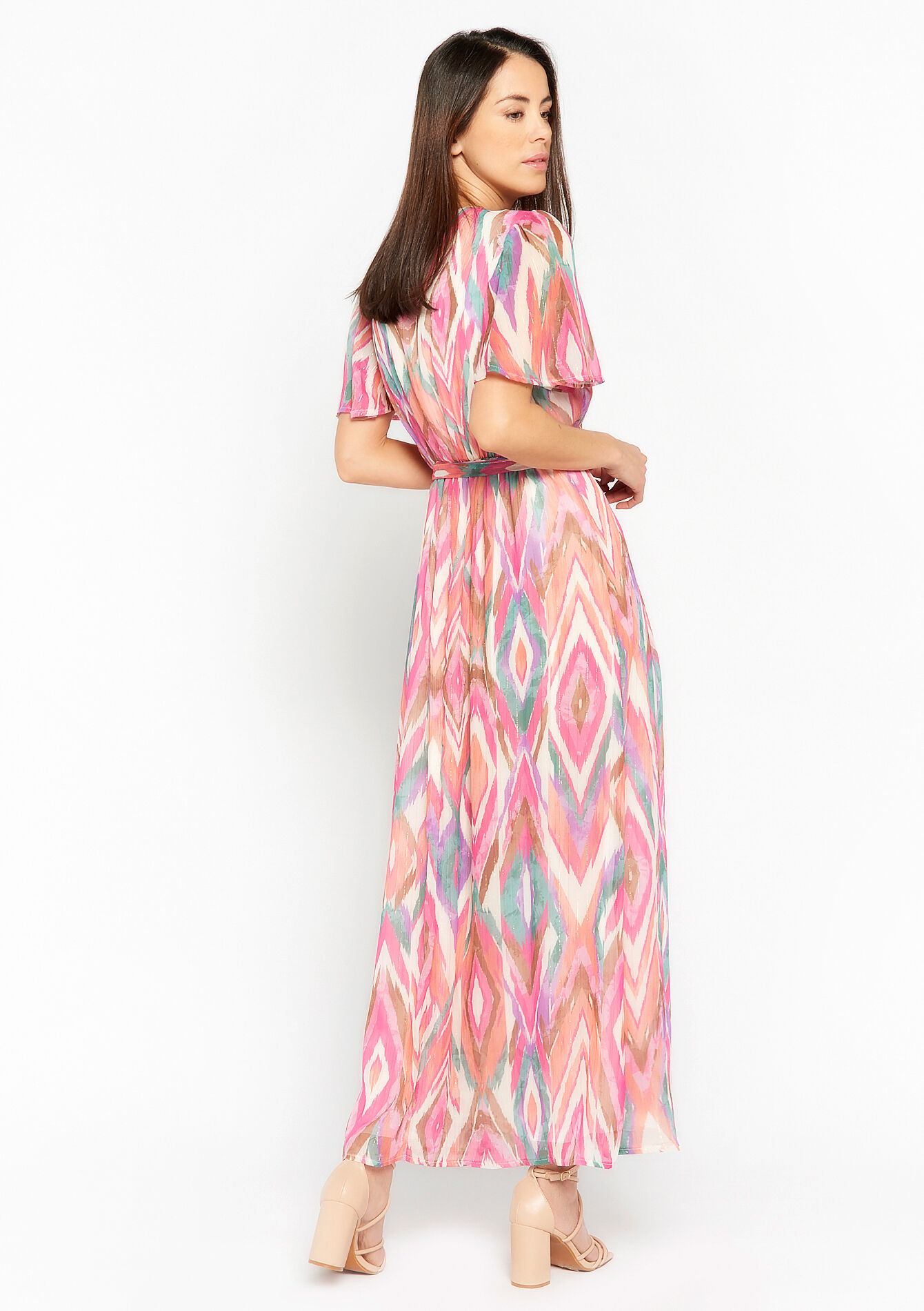 Wrap dress with lurex, Wrap dress with lurex - RED FRAMBOISE - 08601911_1496