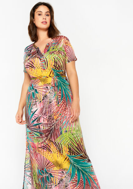 Maxi dress with tropical print - MULTICO - 08601976_1000