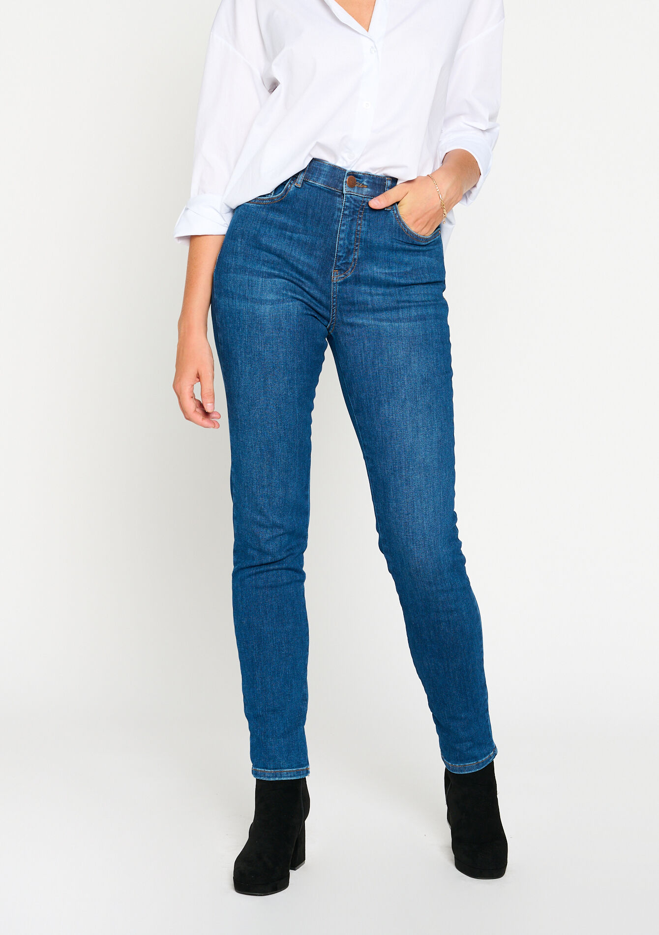 Pantalon slim multitaille, Pantalon slim multitaille - DARK BLUE - 22000393_0501