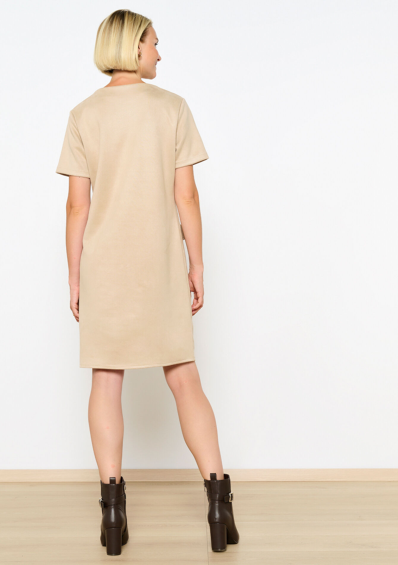 Robe courte en suédine, Robe courte en suédine - LT BEIGE - 08103850_2527