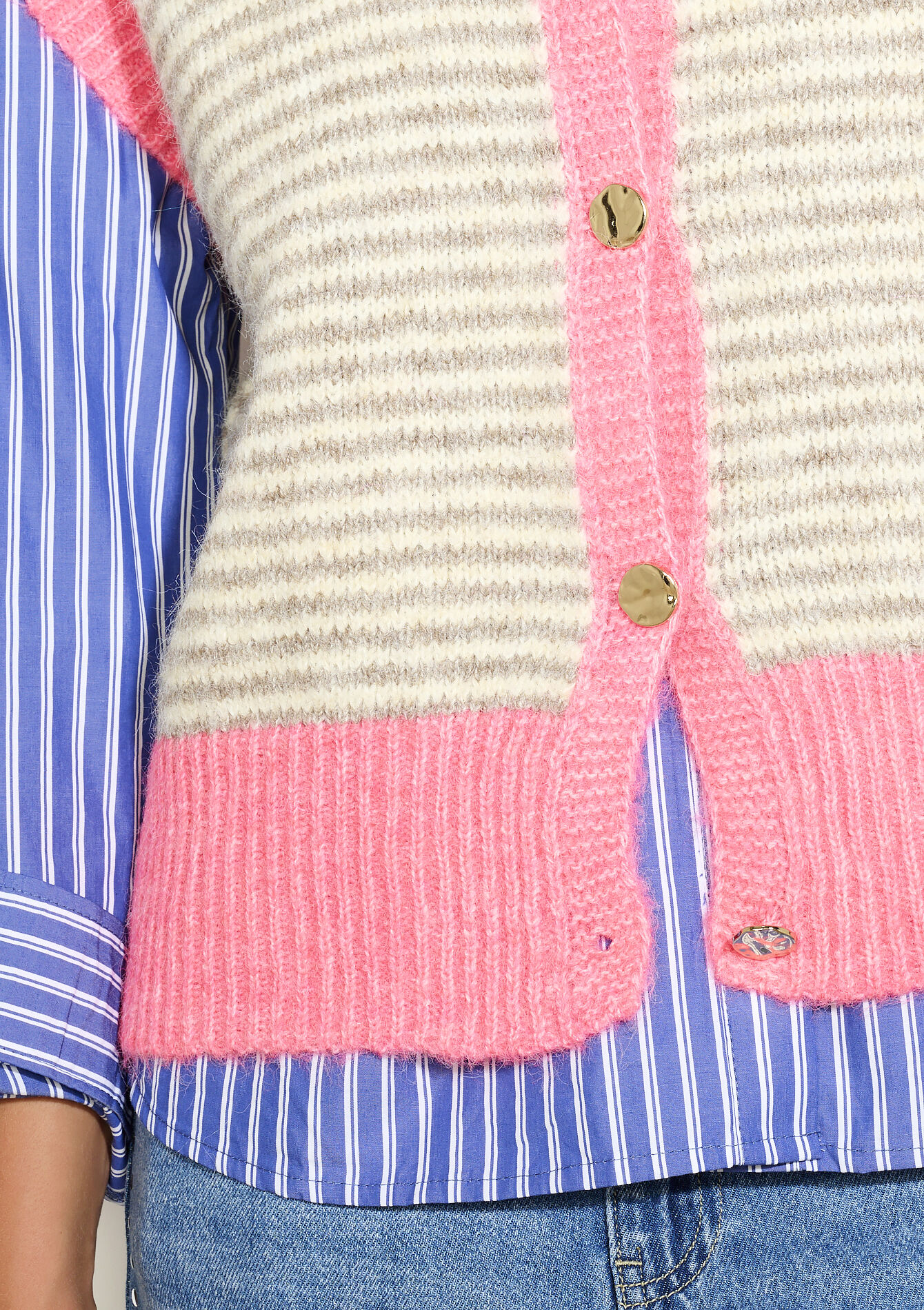 Gilet rayé audacieux, Gilet rayé audacieux - LT BEIGE - 04101339_2527