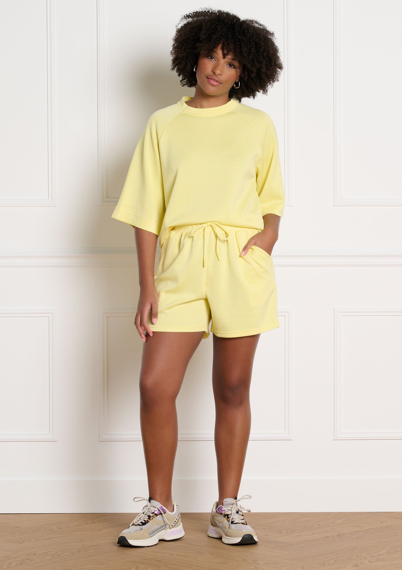 Short fluide taille élastiquée - YELLOW PASTEL - 15100410_5004