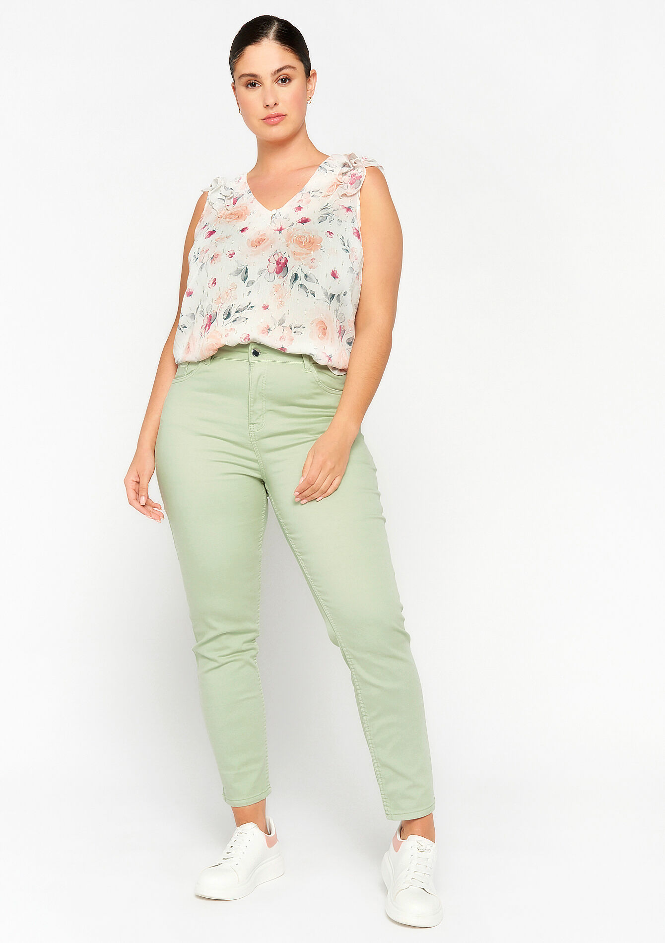 Pantalon taille haute, Pantalon taille haute - KHAKI MINT - 06004293_2542
