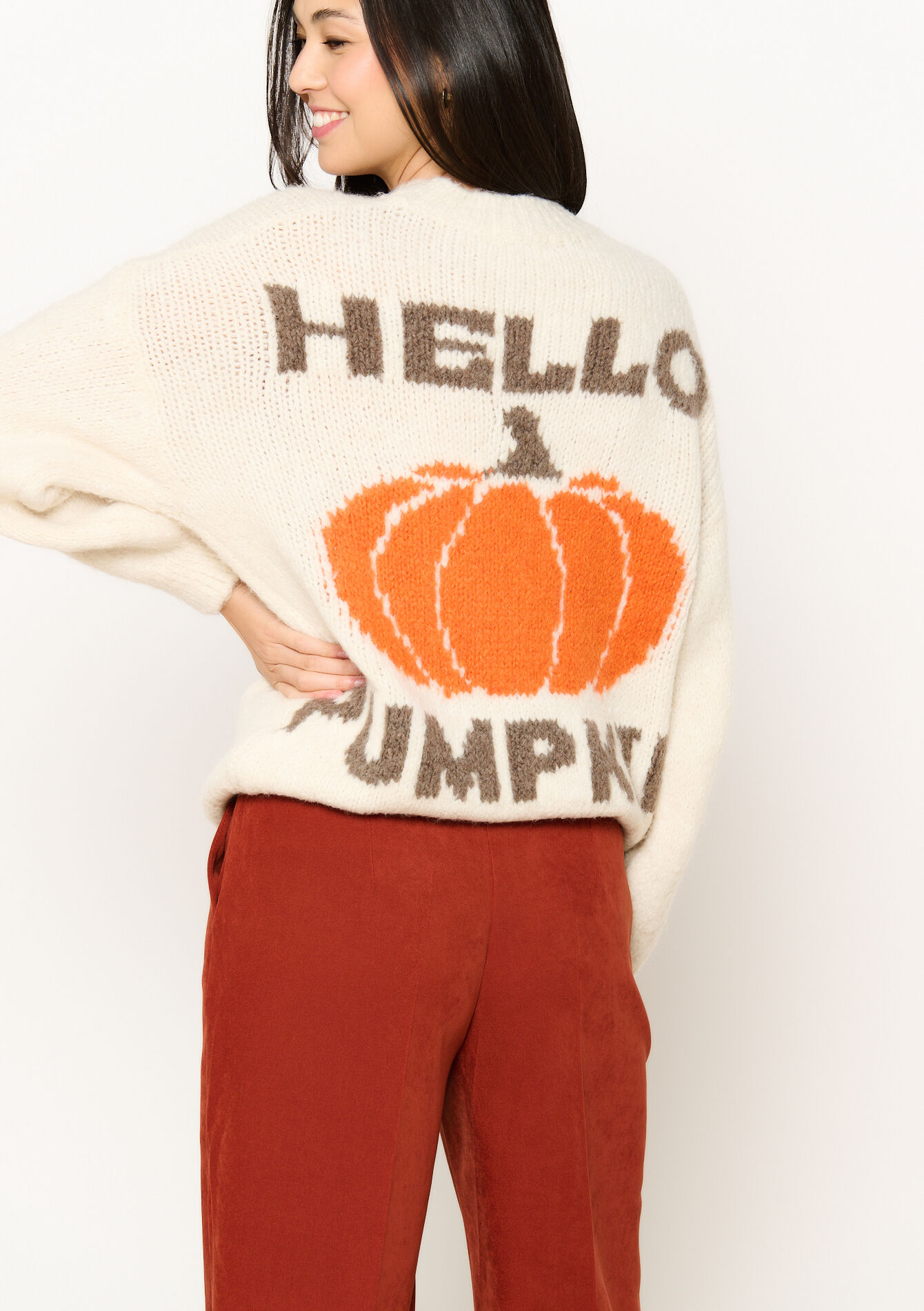 Jacquard sweater with pumpkin, Jacquard sweater with pumpkin - VANILLA WHITE - 1120039