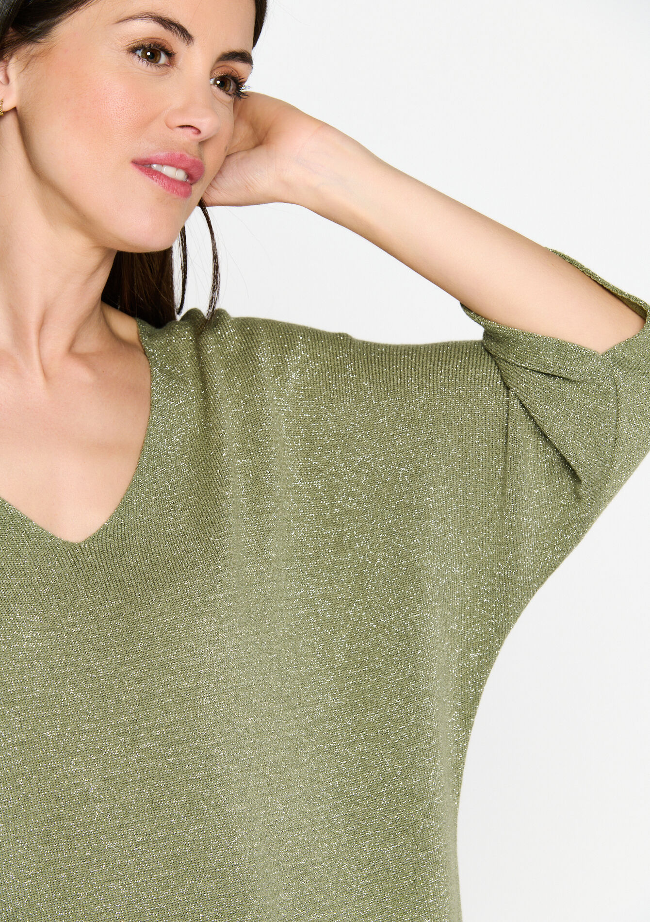Lurex pullover, Lurex pullover - KHAKI FADED - 04006097_4326