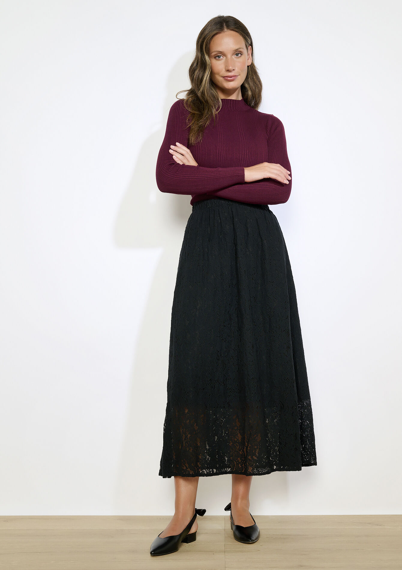 Kanten midi-rok, , hi-res