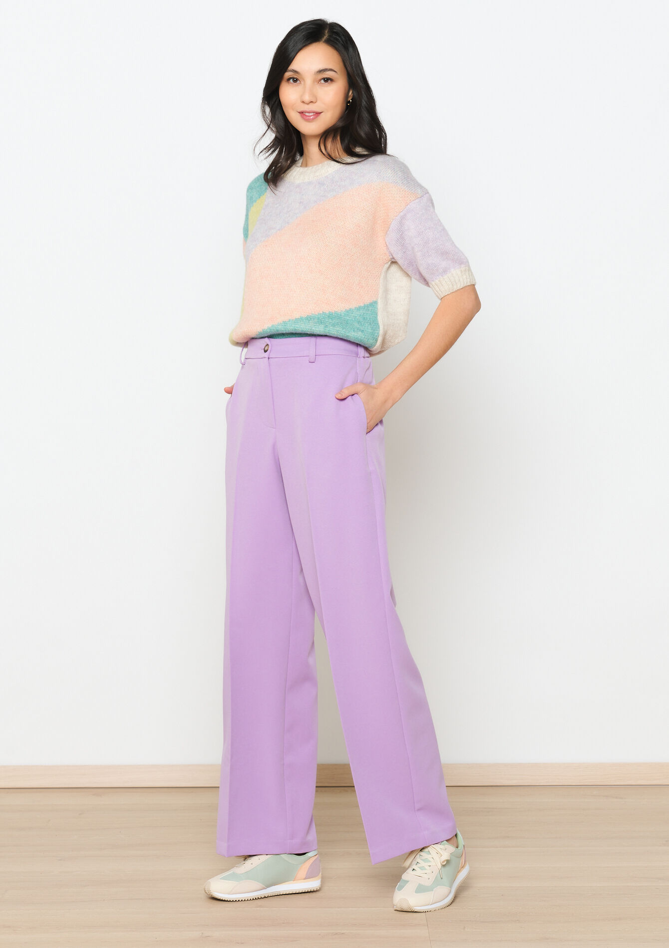 Pantalon évasé , Pantalon évasé - LILAC BRIGHT - 06100591_2578