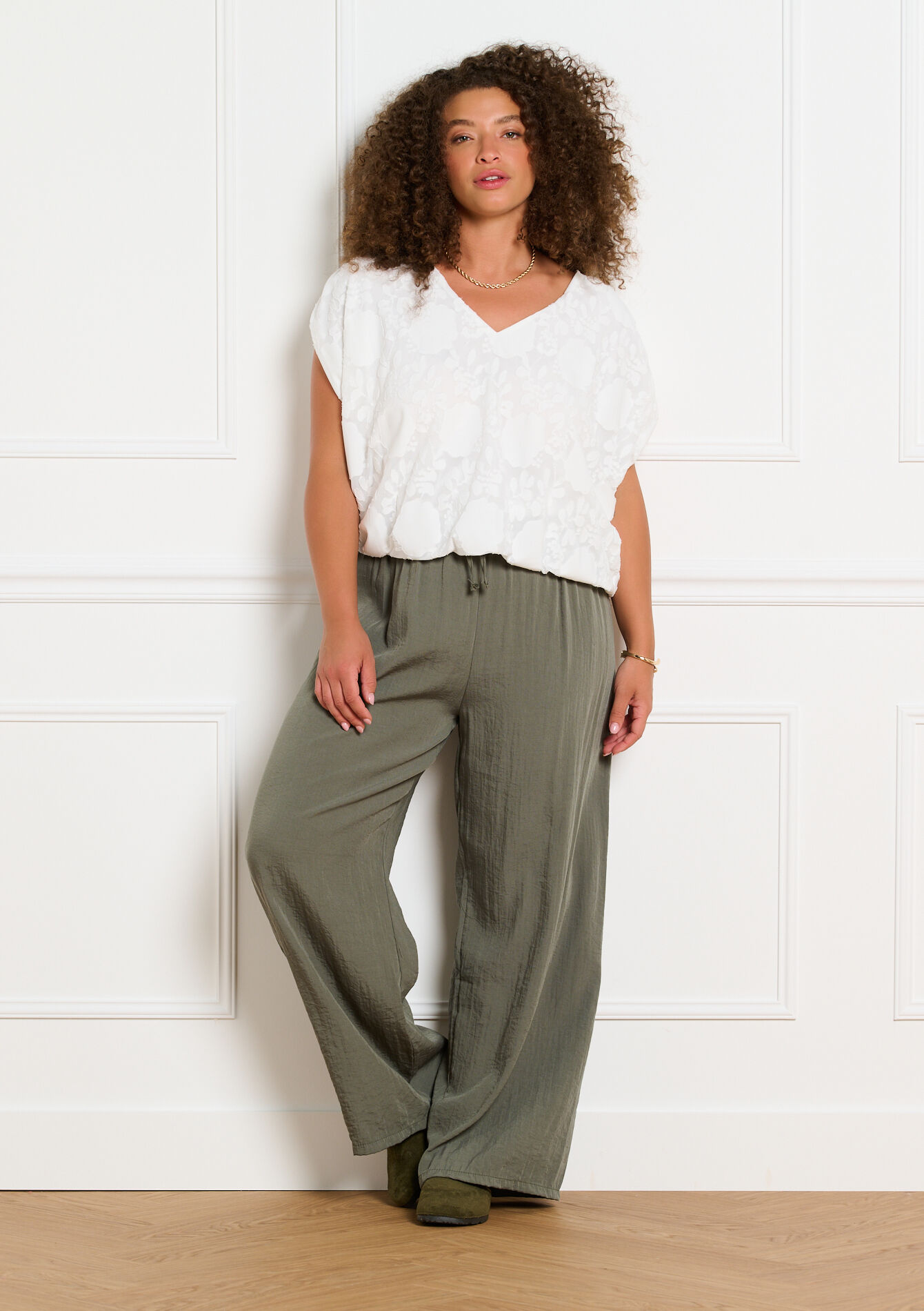 Jacquard t-shirt met v-hals, Jacquard t-shirt met v-hals, , back