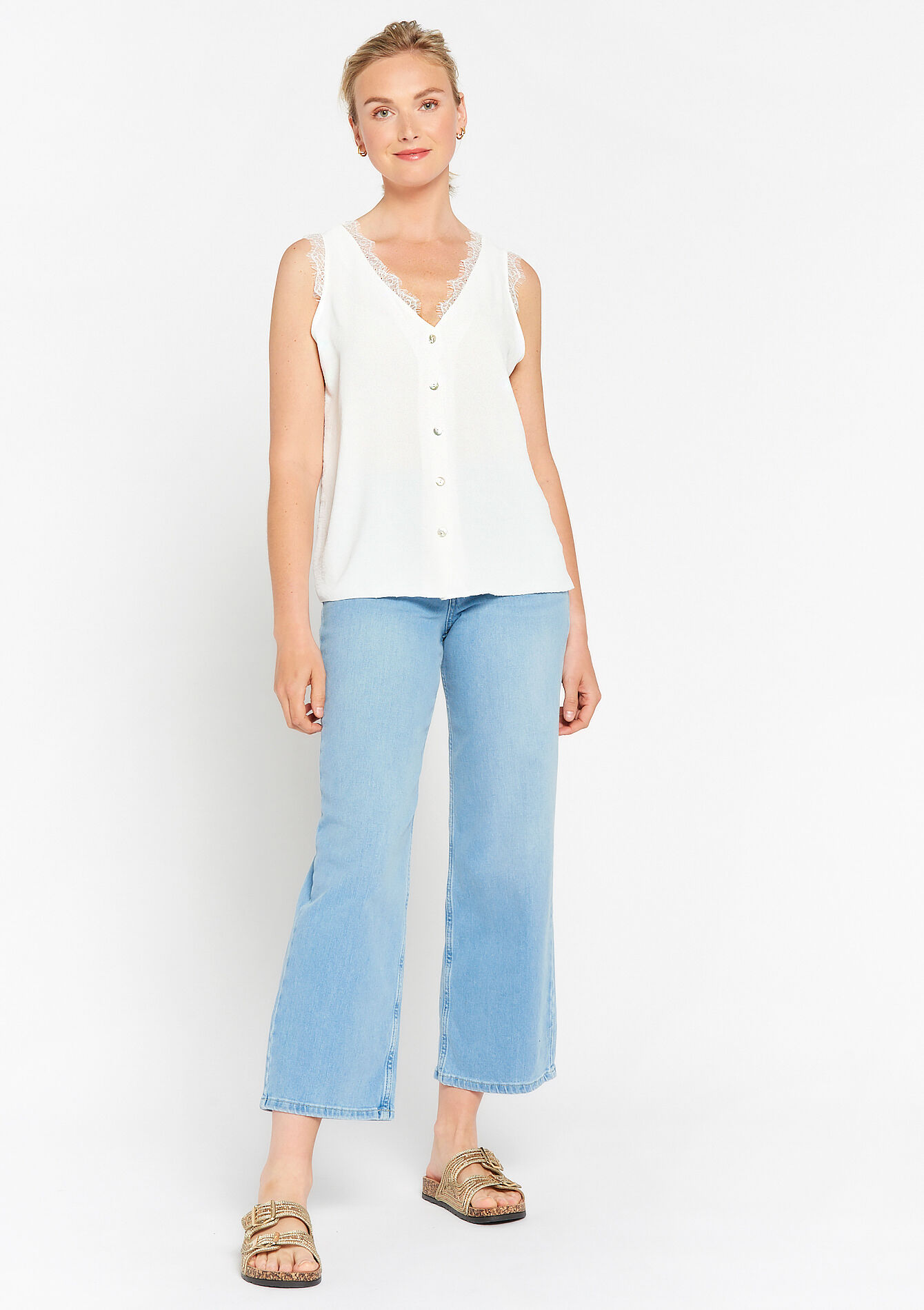 Top with lace detail - OPTICAL WHITE - 05702224_1019