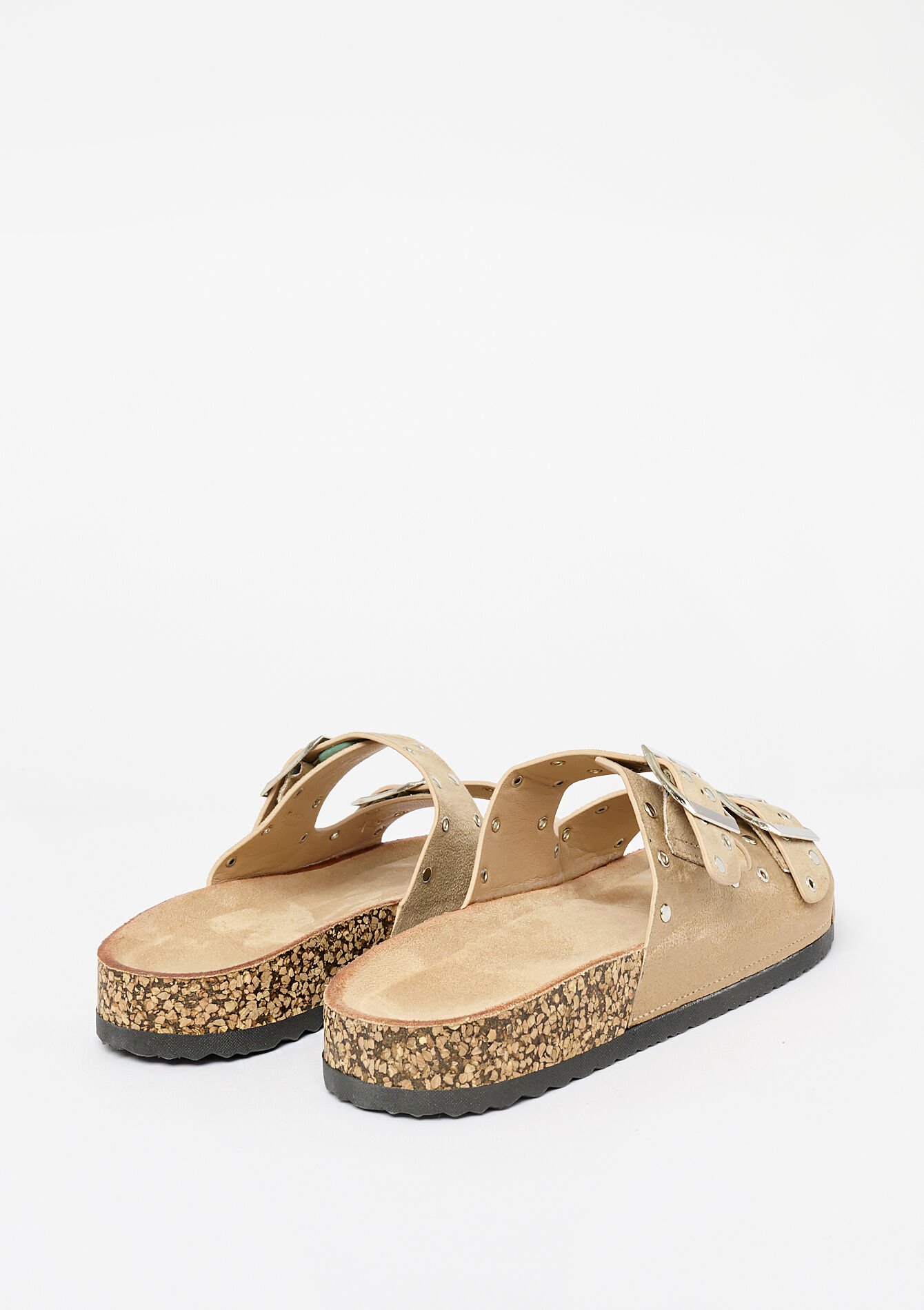 Studded double-strap sandals, Studded double-strap sandals - LIGHT TAUPE - 1127095