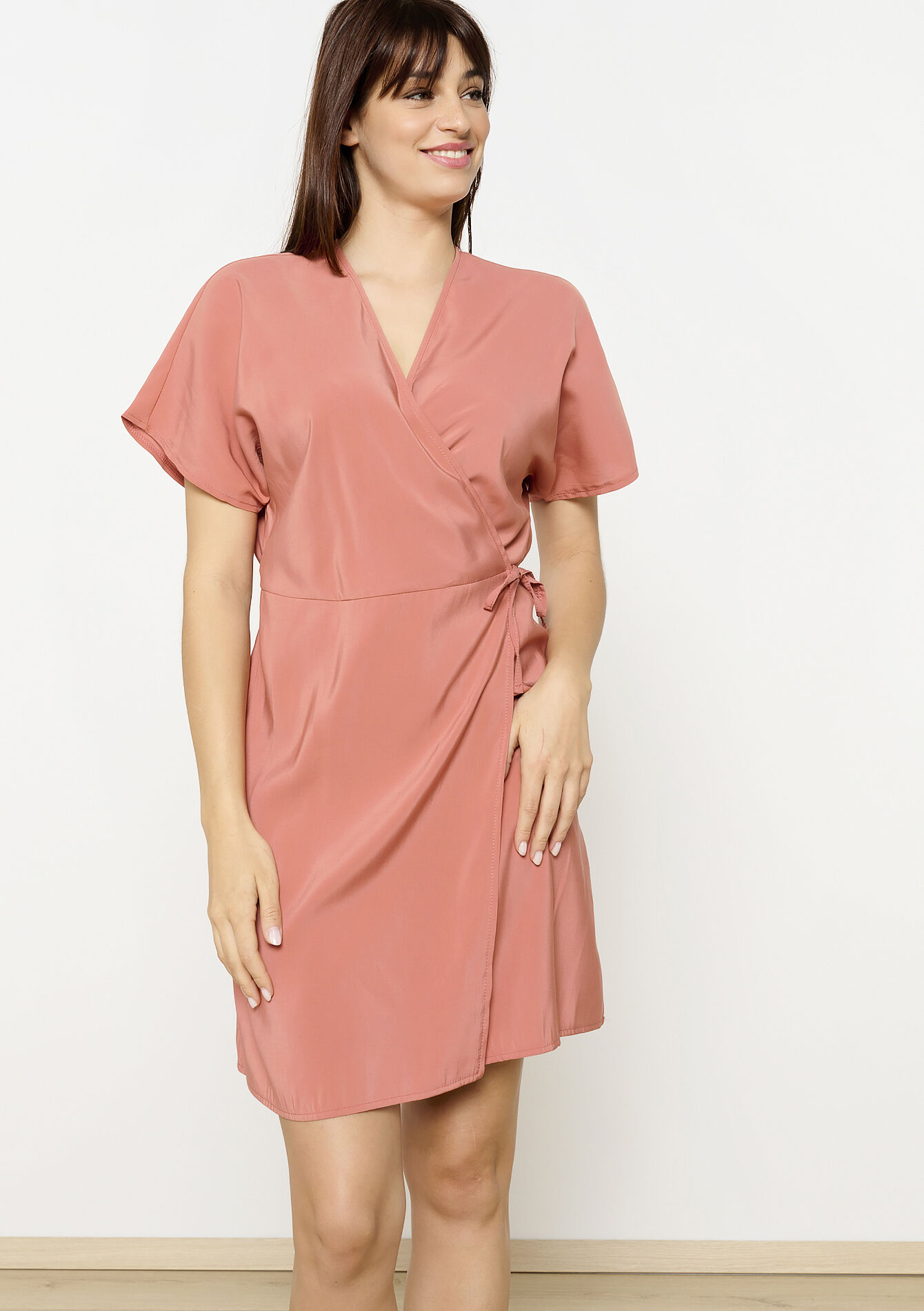 Robe portefeuille fluide, Robe portefeuille fluide - COSMETIC PINK - 08104093_5733
