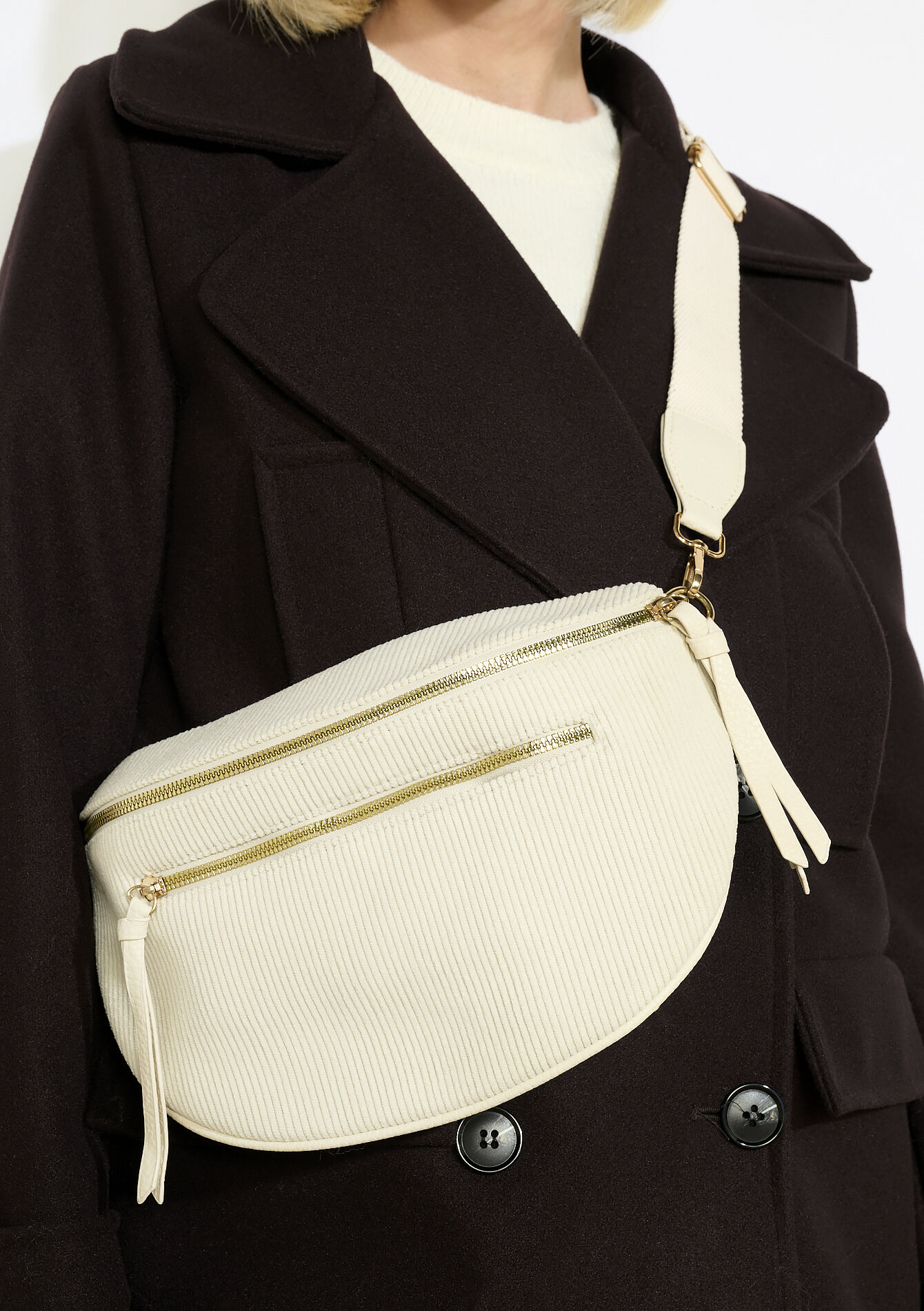 Buideltas van ribfluweel, Buideltas van ribfluweel - VANILLA WHITE - 14001920_1013