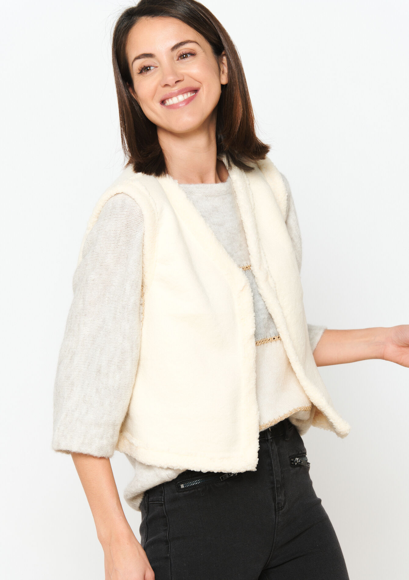 Veston en fausse fourrure - ECRU PEACH - 09100885_2564