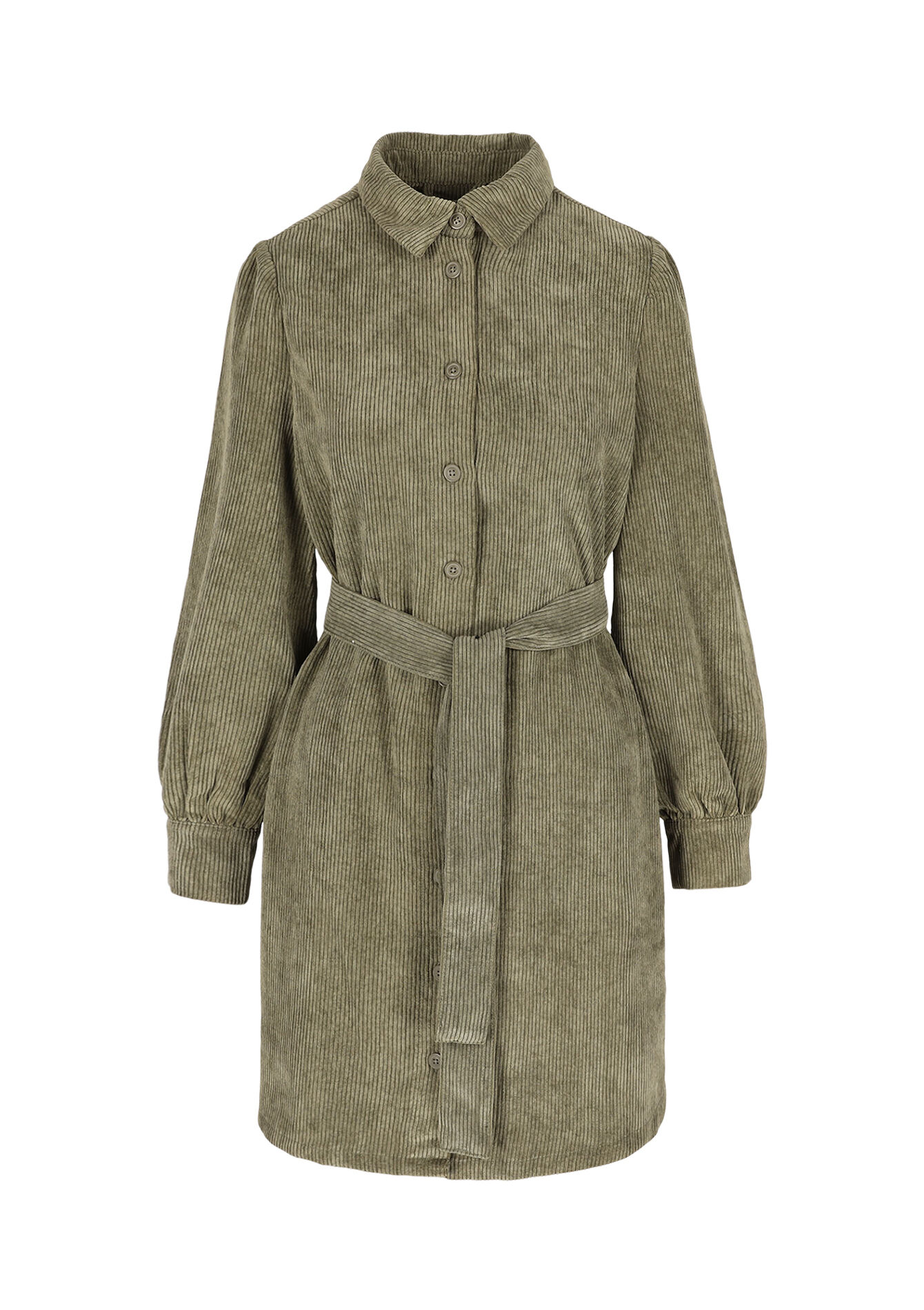 Robe chemise en velours - KHAKI MED - 08104034_4327