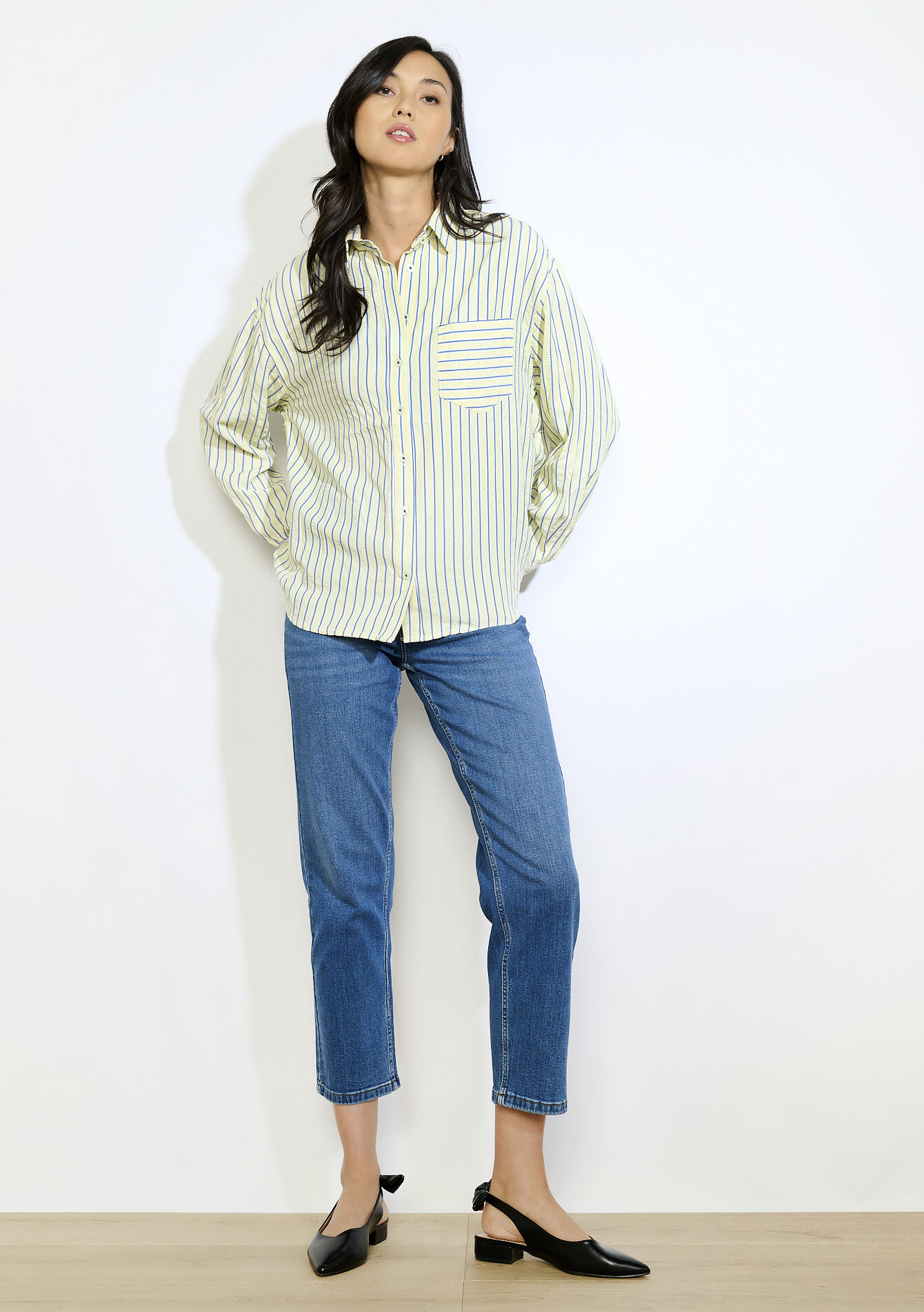 Losvallend gestreept hemd, Losvallend gestreept hemd - YELLOW PASTEL - 05702875_5004