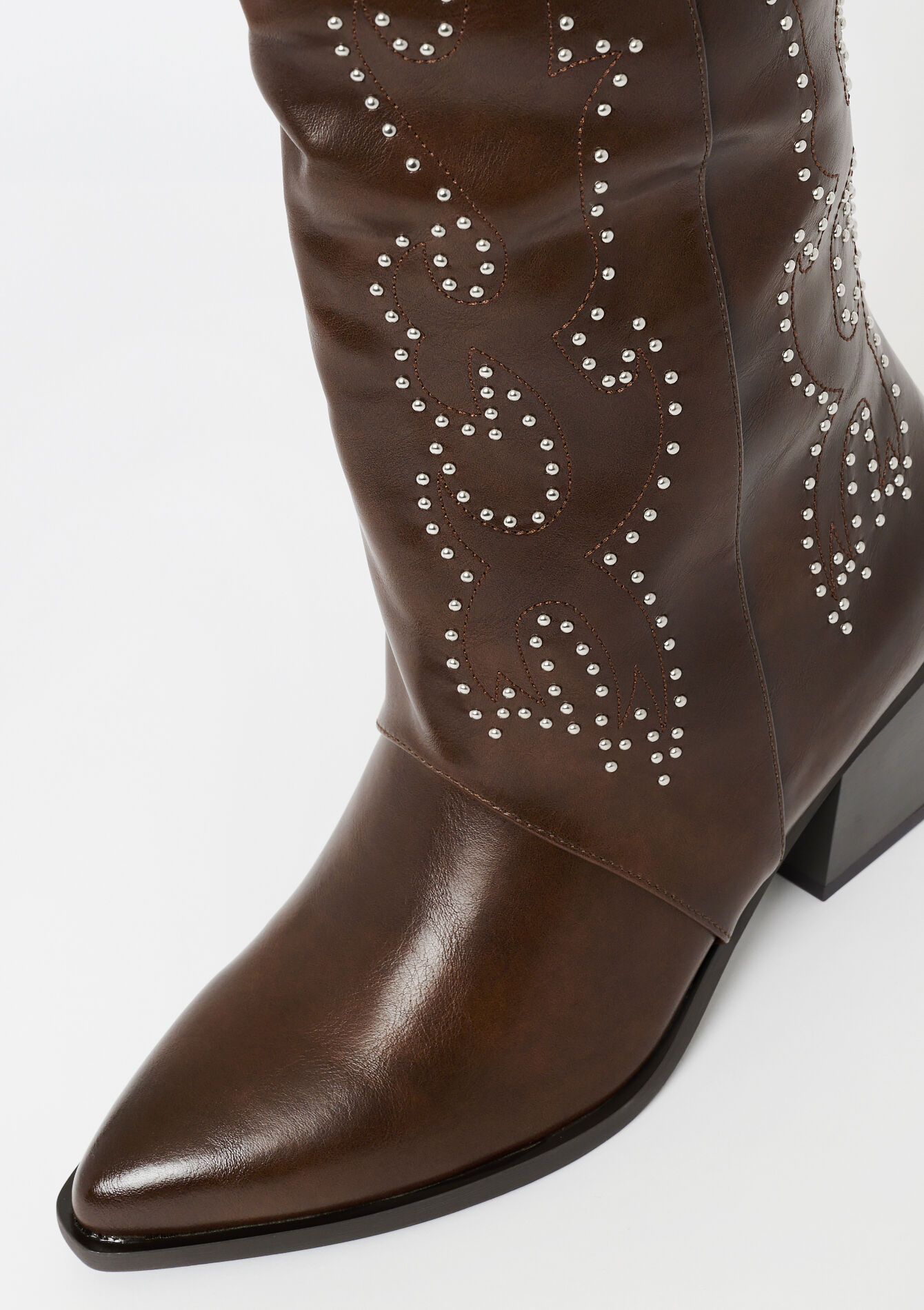 Hoge laarzen met studs, Hoge laarzen met studs - BROWN DARK CHOCOLATE - 13100320_3720
