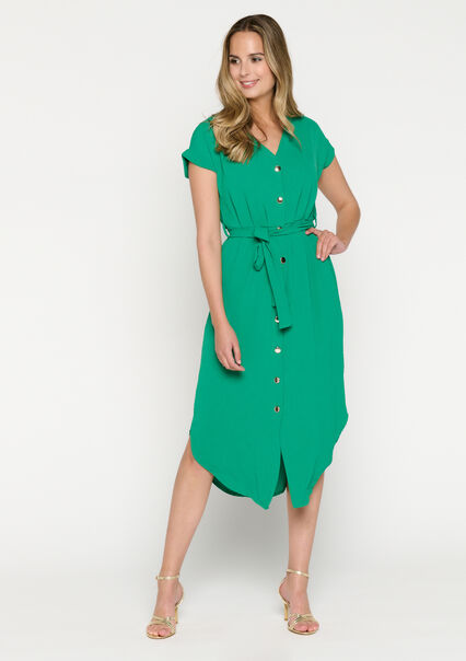 Maxi dress with buttons - GREEN APPLE  - 08601960_1783