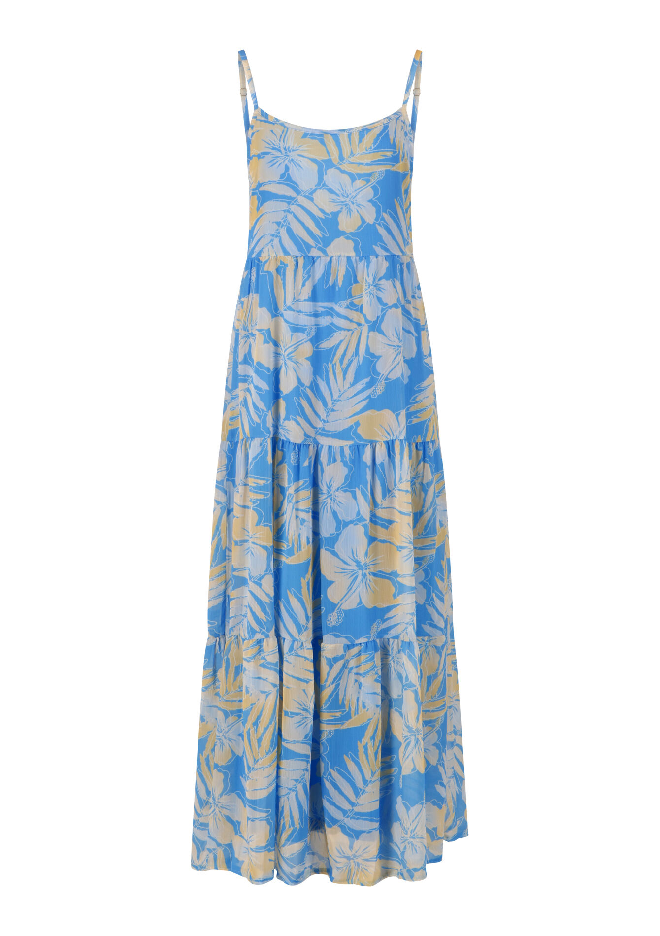 Long A-line dress with floral print, Long A-line dress with floral print - BLUE FAIENCE - 08602036_1584
