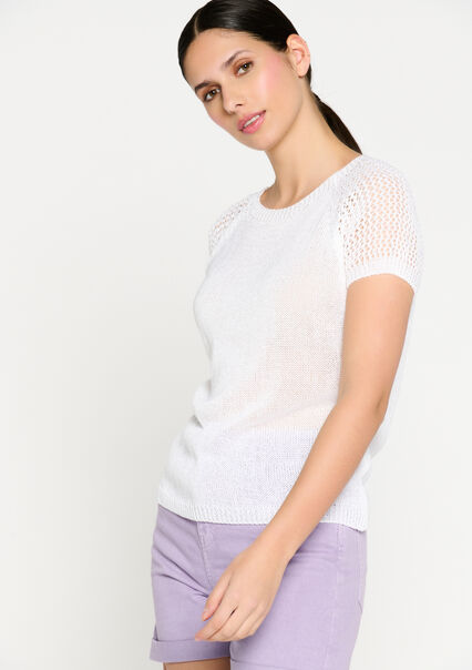 T-shirt with crochet - OFFWHITE - 02301402_1001