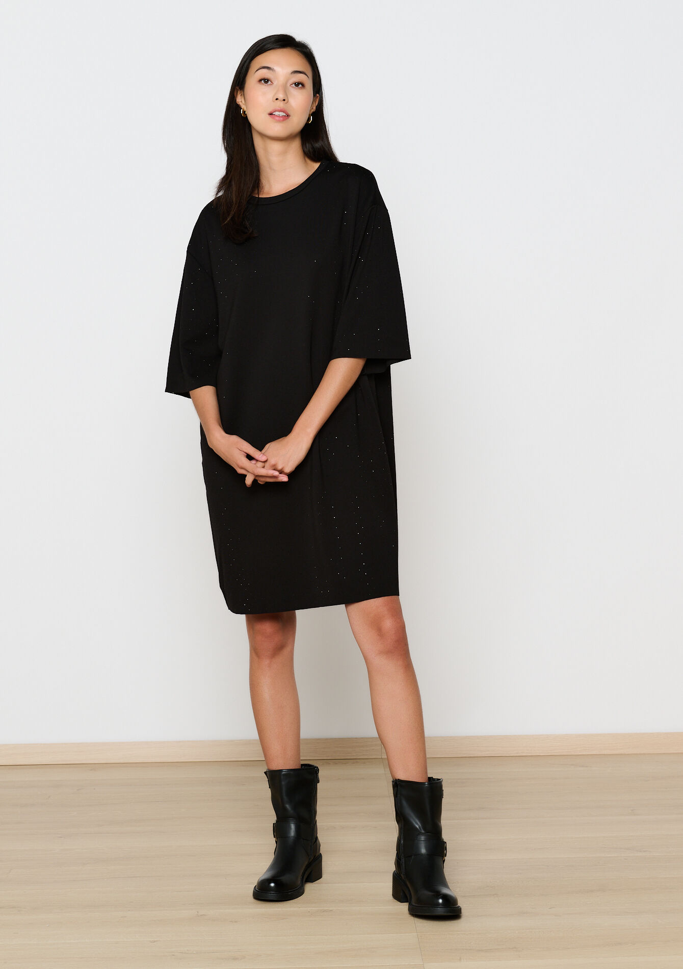 Oversized sweatshirt dress, Oversized sweatshirt dress - BLACK - 08103834_1119