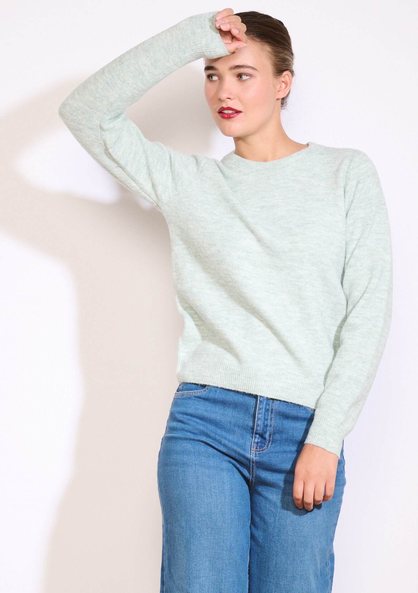 Zachte trui met ronde hals - MINT GREEN - 04006880_1723