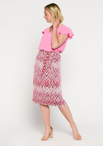 Midi skirt with graphic print - RED ORANGE - 07101102_1397