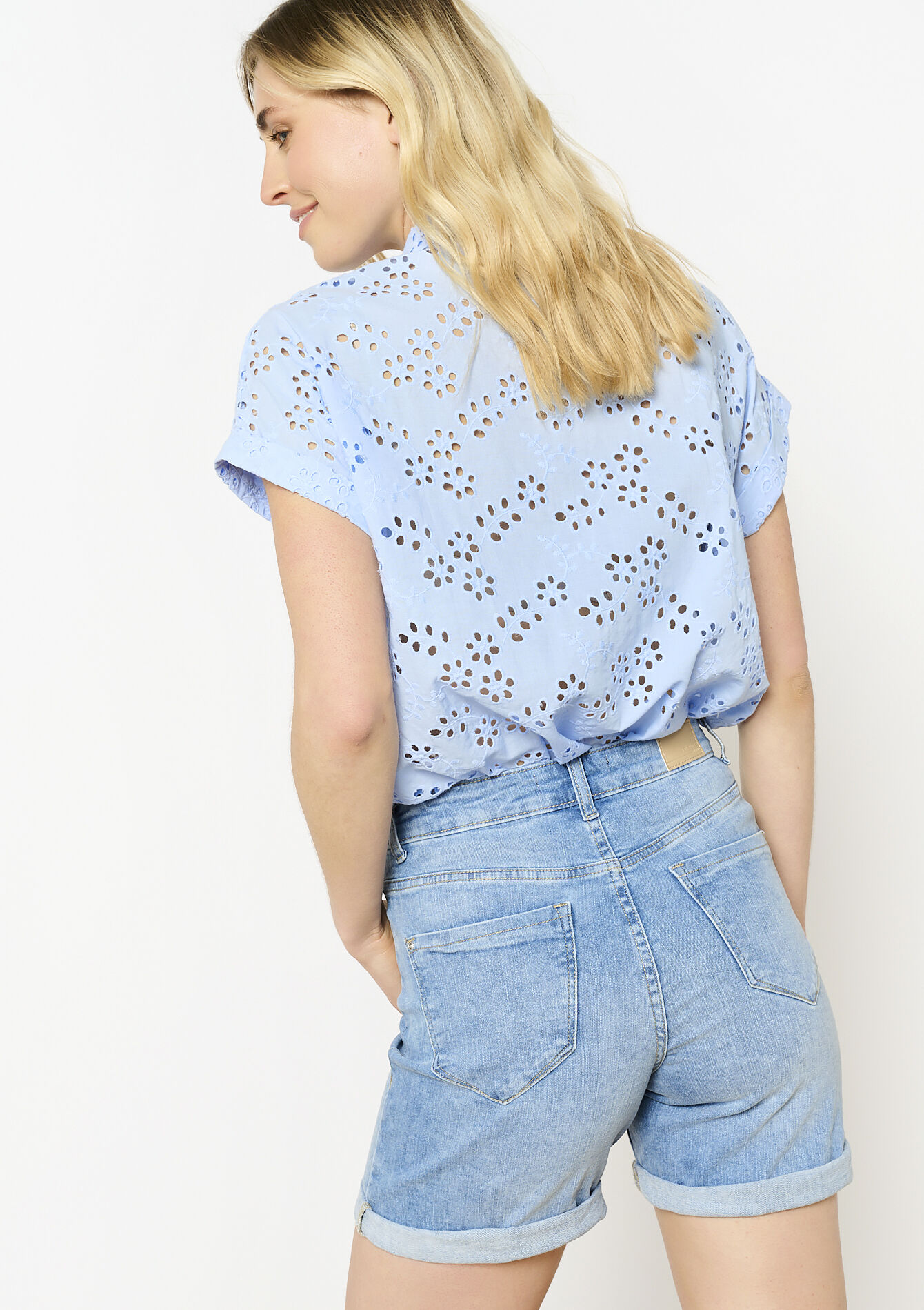 Chemise brodée ajourée, Chemise brodée ajourée - BLUE PASTEL - 05702789_3003