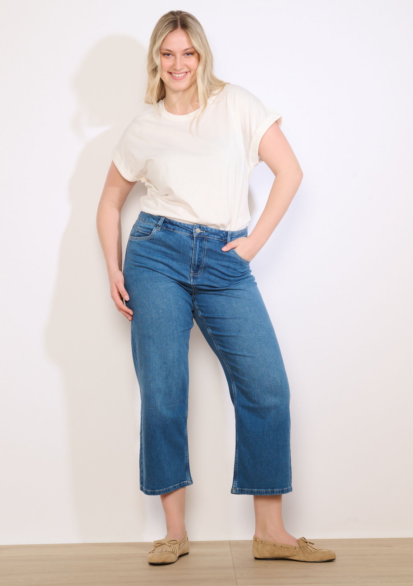 7/8 jeans met hoge taille - MEDIUM BLUE - 22000630_0500