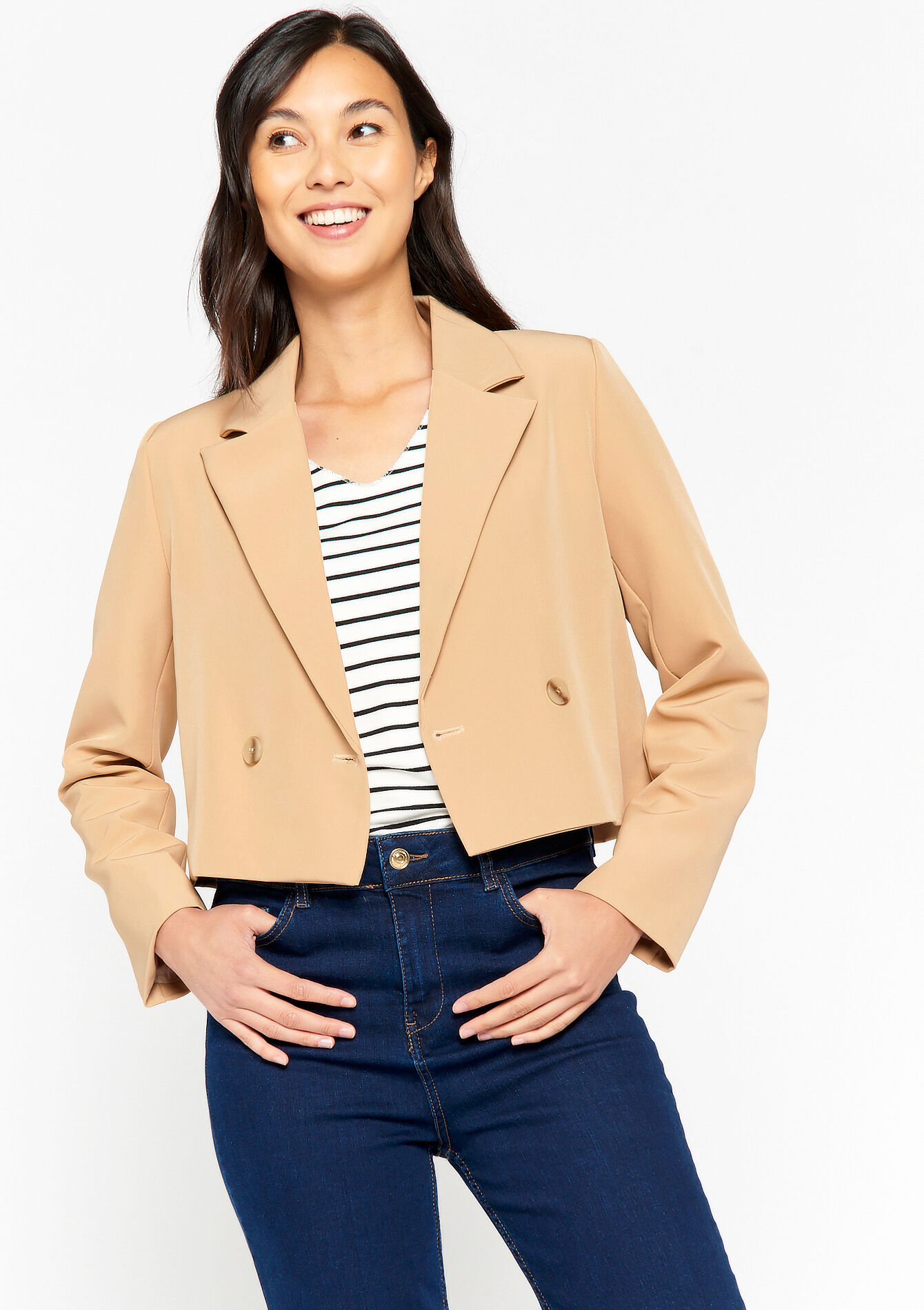 Short blazer, Short blazer - LIGHT CAMEL - 09100830_3814