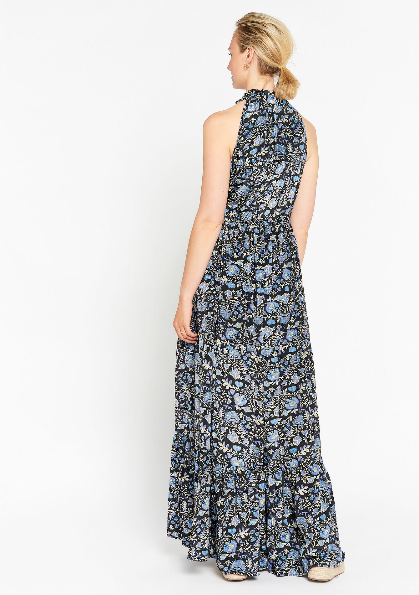 Mouwloze maxi-jurk met bloemenprint, Mouwloze maxi-jurk met bloemenprint - BLUE FAIENCE - 08601889_1584