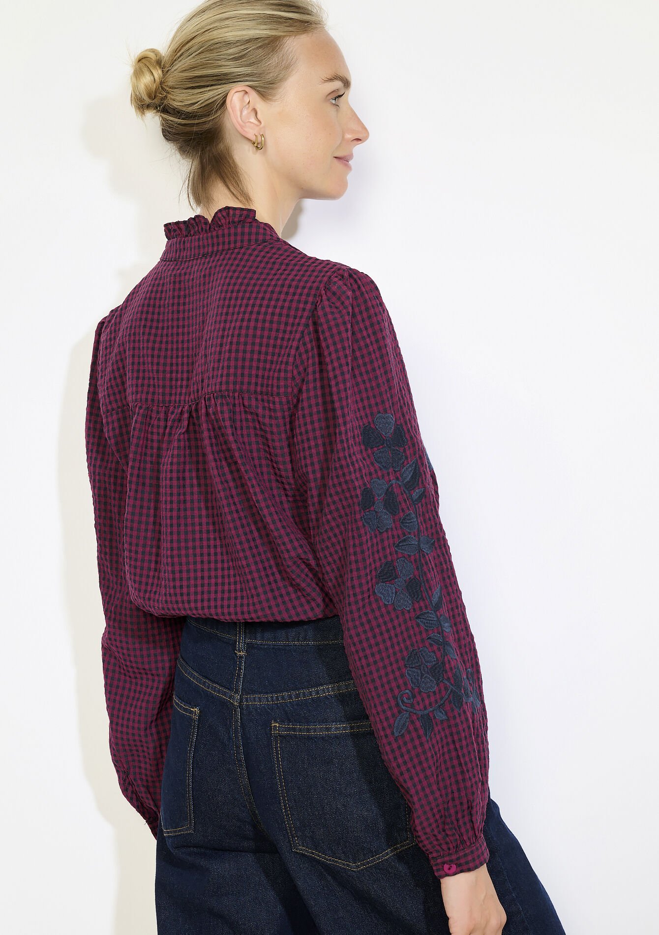 Losvallende geborduurde blouse, Losvallende geborduurde blouse - BORDEAUX WINE - 05702910_5514