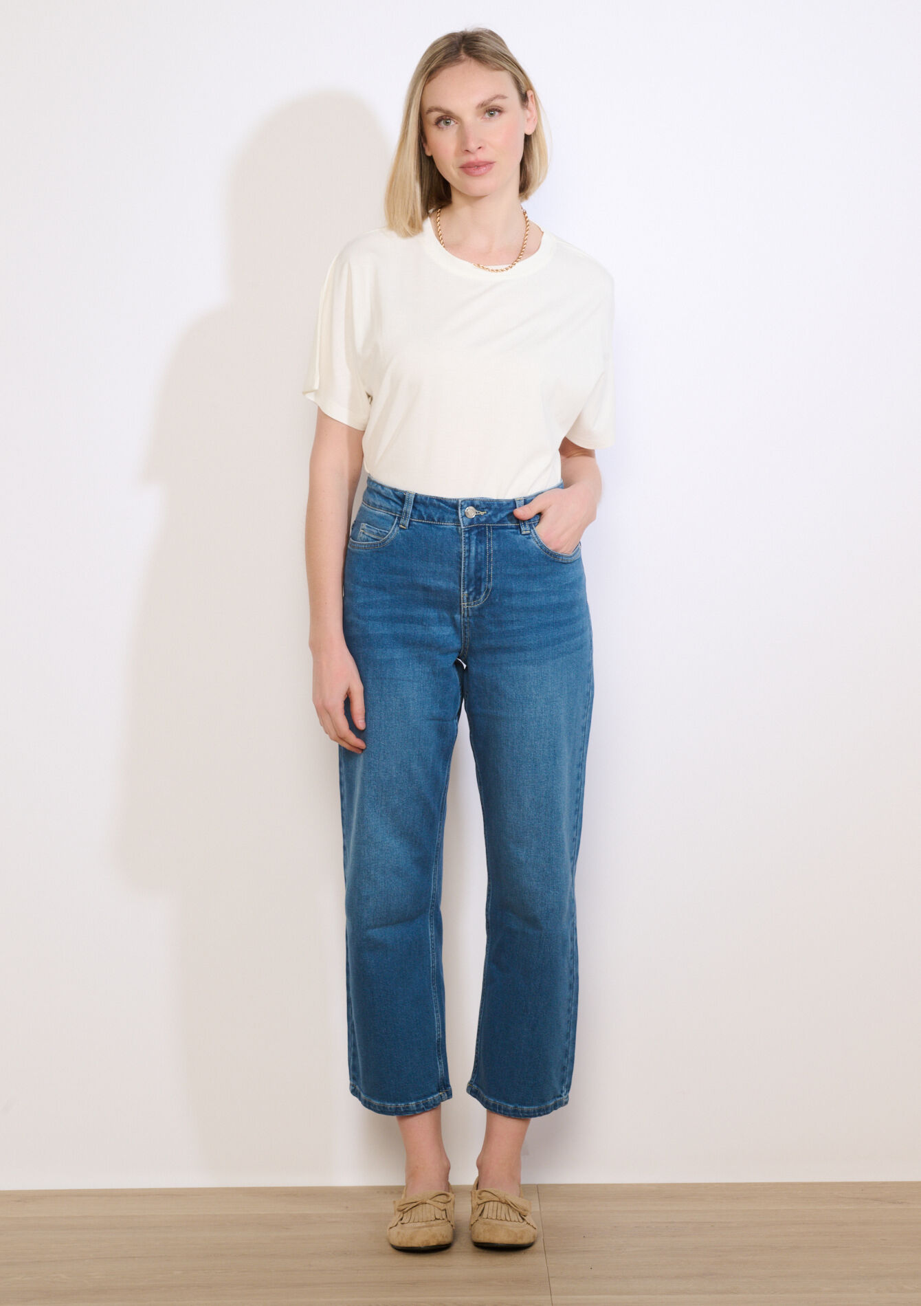 7/8 jeans met hoge taille - MEDIUM BLUE - 22000630_0500