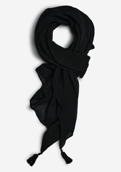 Sjaal met wafelpatroon - BLACK - 1094154