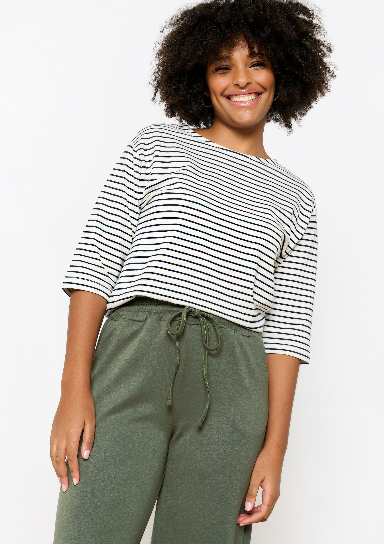 Basic gestreepte T-shirt, Basic gestreepte T-shirt - OFFWHITE - 02301633_1001