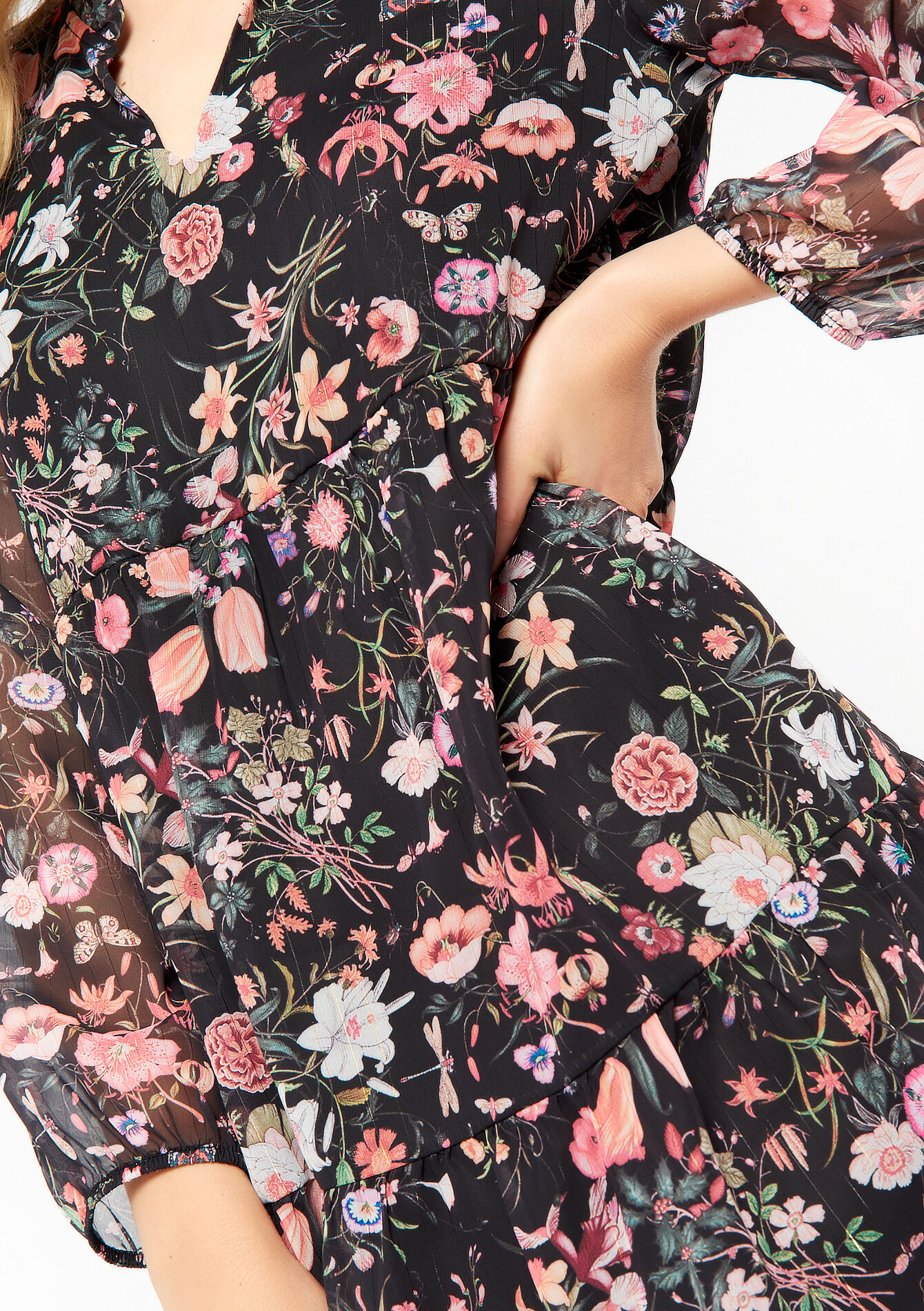 A-line dress with floral print, A-line dress with floral print - BLACK - 08103145_1119