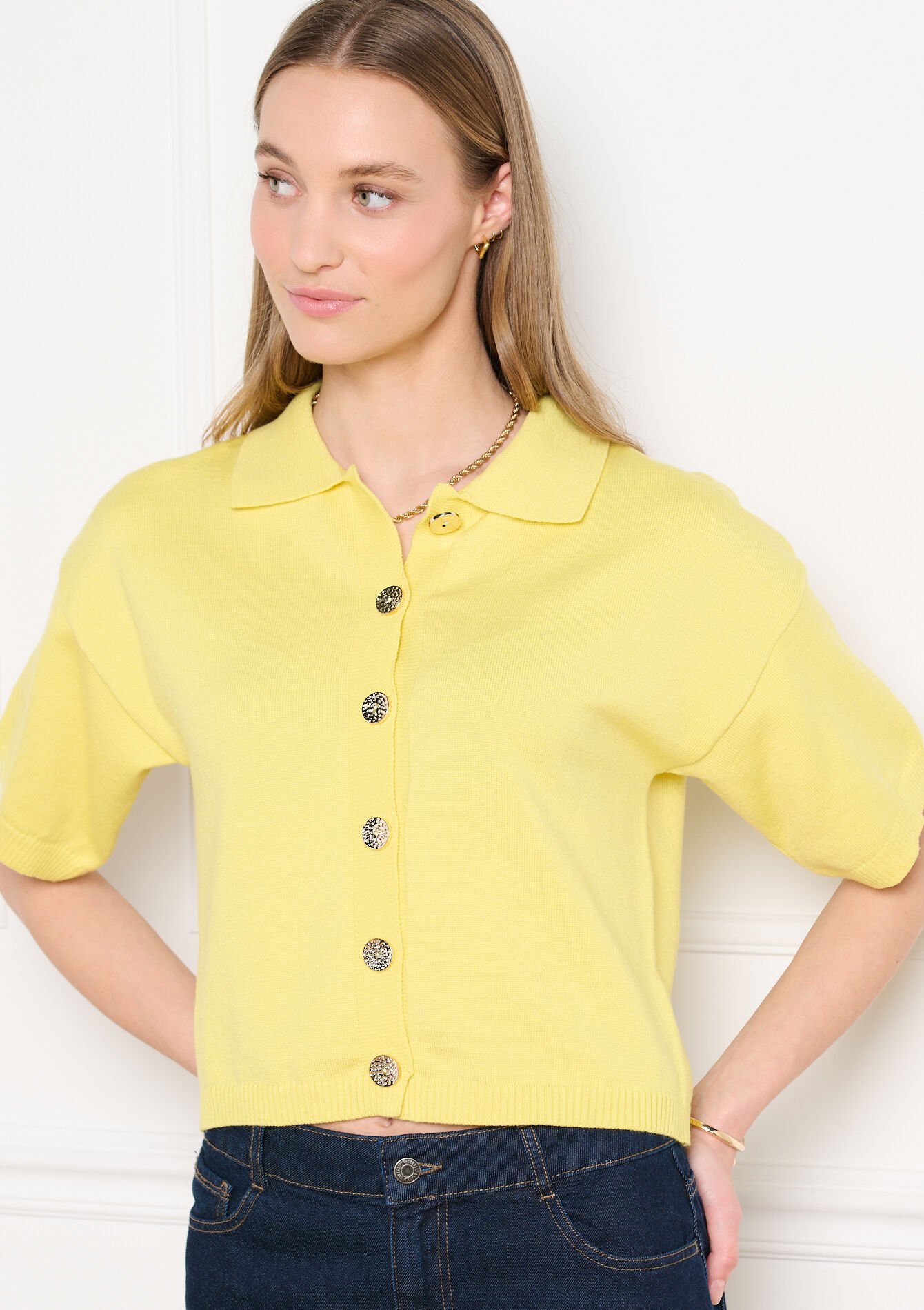 Kortemouw cardigan met polokraag - YELLOW SUN - 04101480_5007