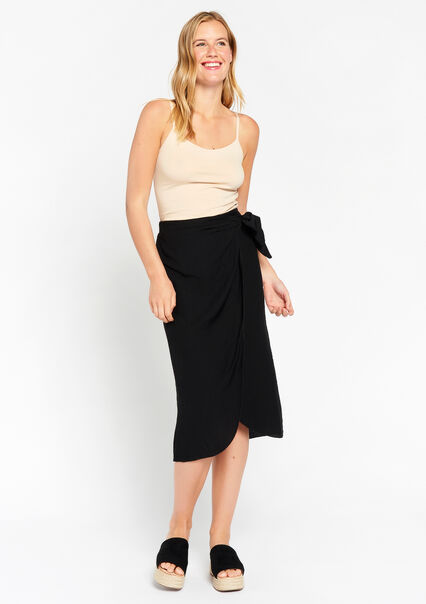 Plain wrap skirt - BLACK - 07101137_1119