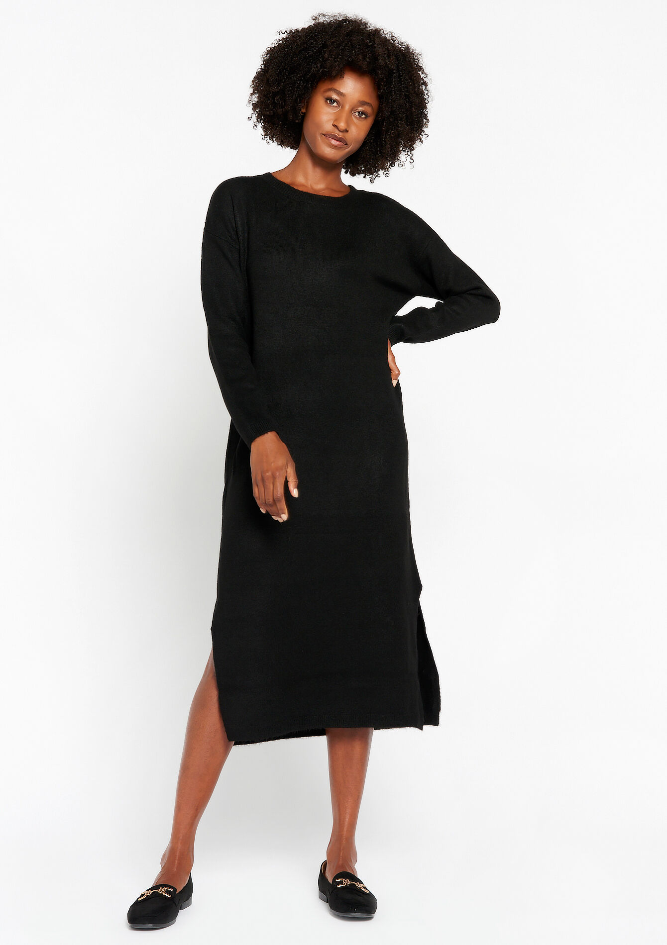 Lange trui-jurk, Lange trui-jurk - BLACK - 08601942_1119