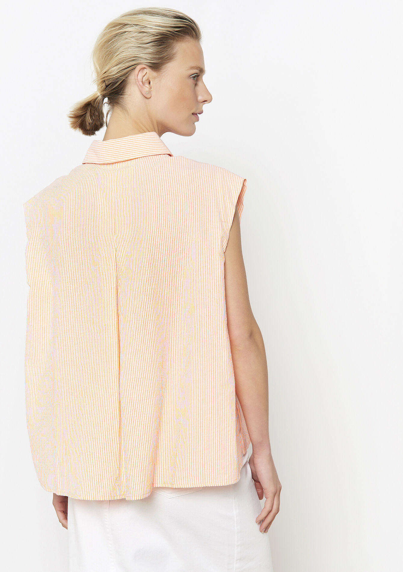 Chemise sans manches rayée, Chemise sans manches rayée - ORANGE MANGO - 05702820_2575