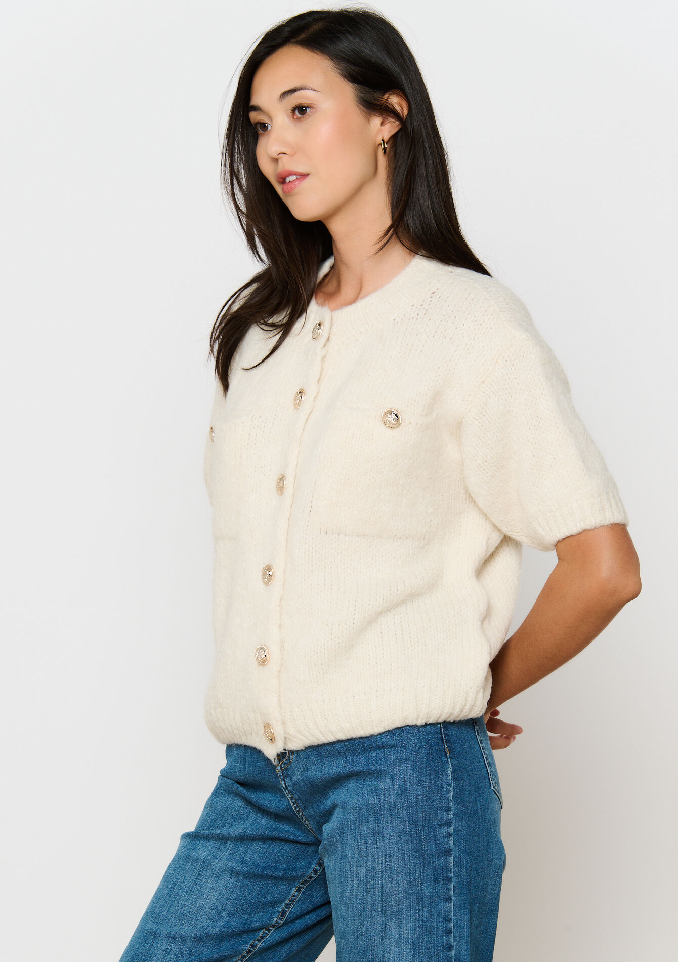 Cardigan avec boutons fantaisie - VANILLA WHITE - 04101191_1013