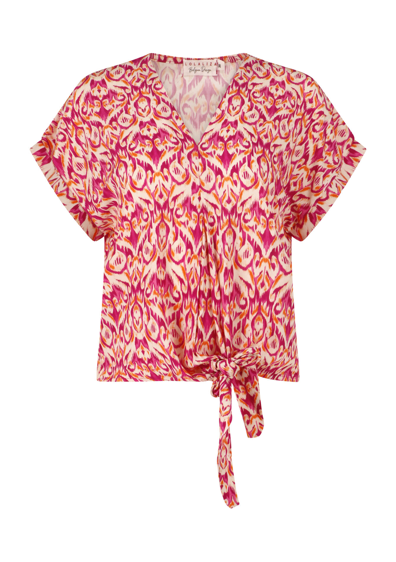 Blouse met V-hals - FUCHSIA - 05702201_5626