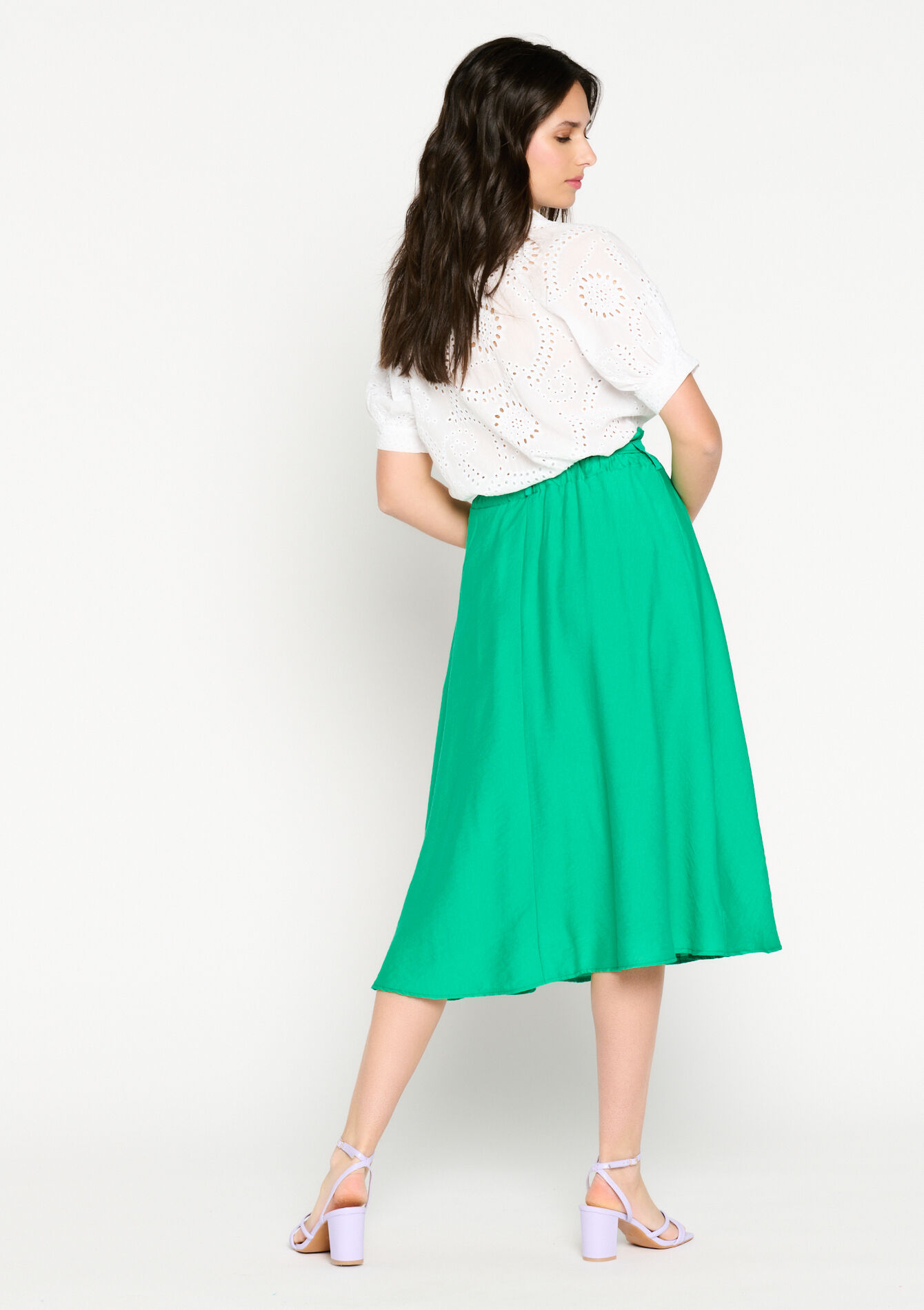 Midi skirt with buttons, Midi skirt with buttons - GREEN APPLE - 07101113_1783