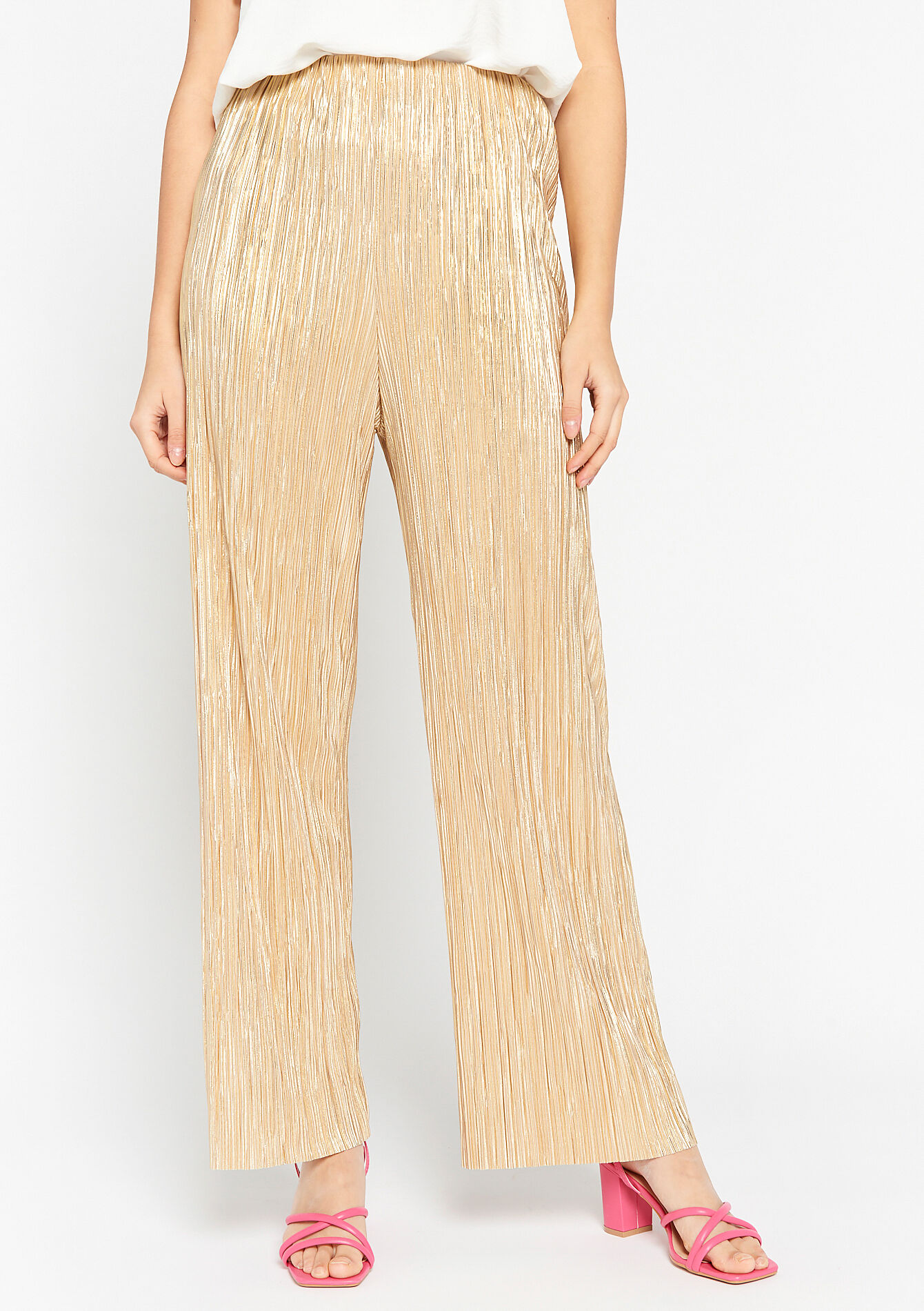 Trousers with micro pleats - GOLD - 06600751_1058