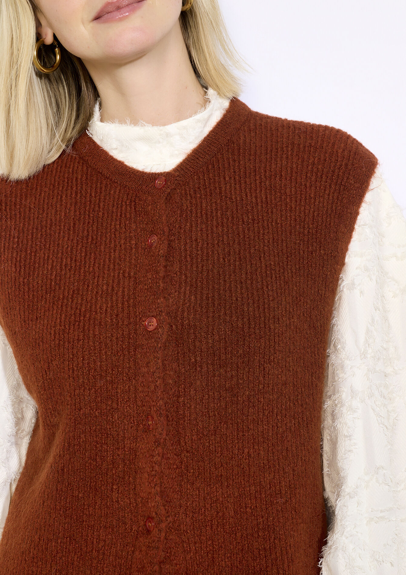 Soft sleeveless vest, Soft sleeveless vest - TERRACOTTA - 04101334_5303