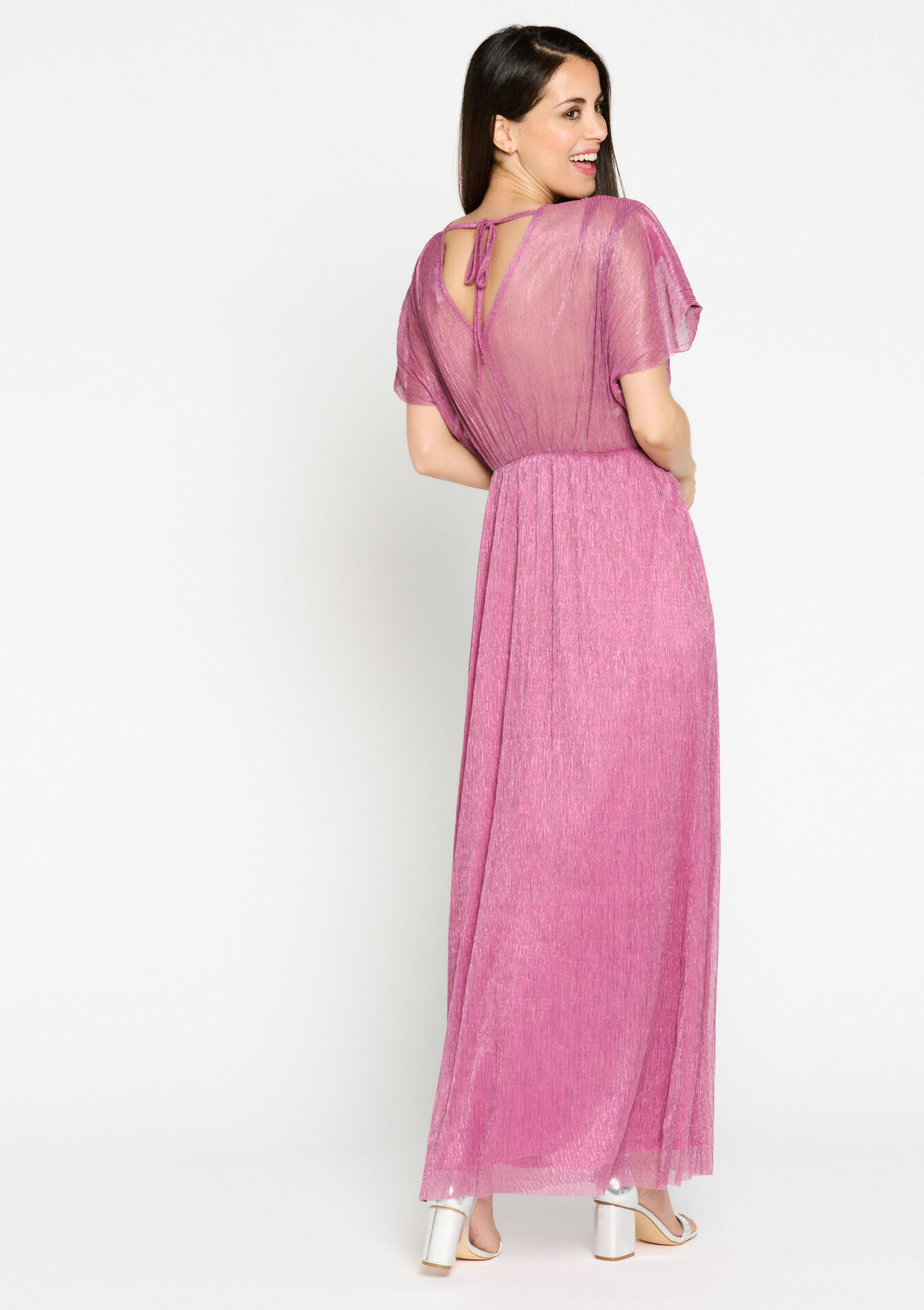 Maxi dress with pleating, Maxi dress with pleating - FUSCHIA PINK - 08601946_1465