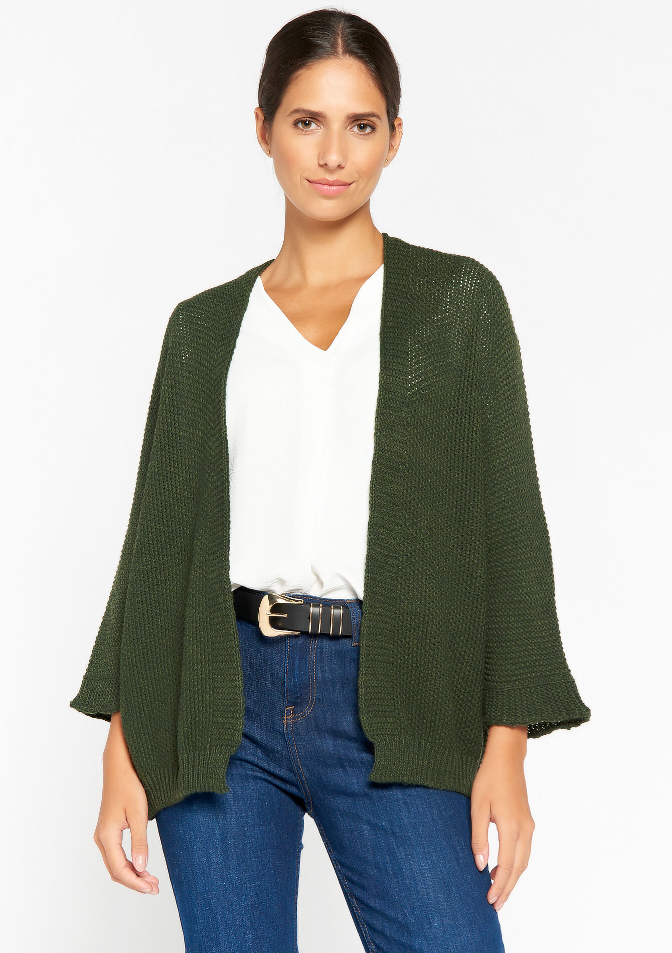 Cardigan avec manches chauve-souris - KHAKI DARKY - 04100977_4208